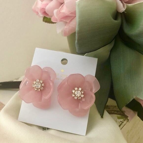 Kate Spade Slice of Stone Blush Floral Earrings - Picture 1 of 4